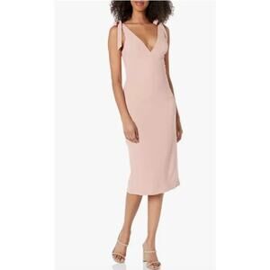 Dress the Population Lita Tie Midi Cocktail Dress in Blush, Size XXL, NWT